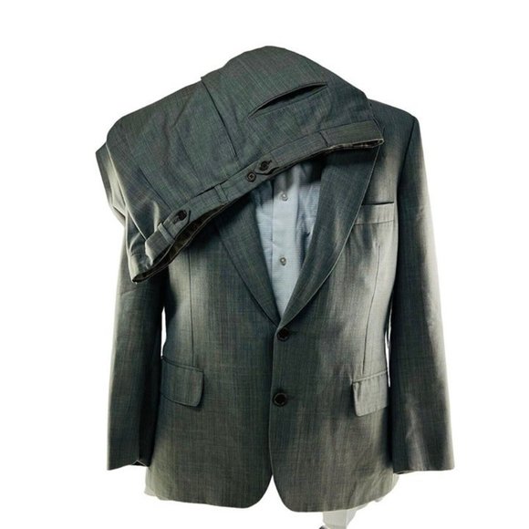 Paul Stuart Brown Blue & Orange Check 2 Button/Vent Full Suit Size 43R 38X26 - Picture 1 of 12